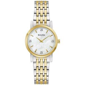 Bulova Women's Diamond Accents Quartz Silver Stainless Steel Watch 27MM 98P223